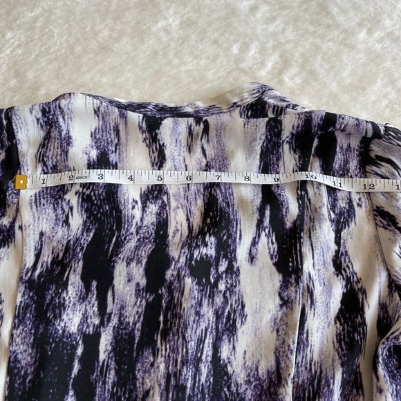 Simply Vera Wang Tie Dye Abstract Print Blouse Womens S Purple Handkerchief Hem - Picture 12 of 12